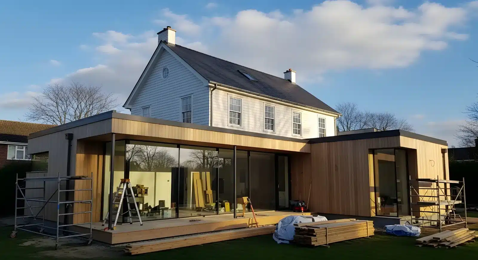 moderne-houten-aanbouw-woning moderne houten aanbouw woning
